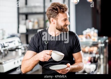Barista portrait in the cafe Stock Photo