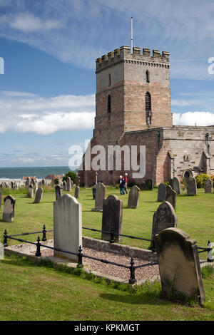 Grace Darling's grave and St Aidan's church, Bamburgh, Northumberland. Stock Photo