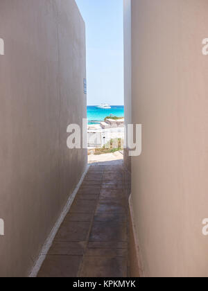 A little street in the village of Es Calo in Formentera, Spain Stock Photo