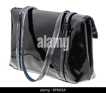 back view of purse from black patent leather Stock Photo