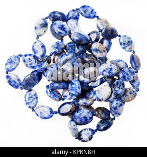 top view tangled necklace from lapis lazuli beads Stock Photo