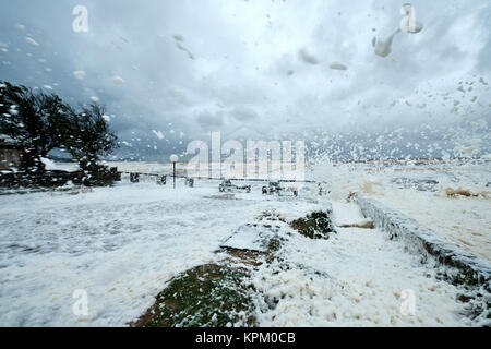 Annual spring storm and hurricane in Uruguay. Province of Maldonado, Piriapolis coastline Stock Photo