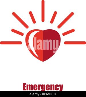 Emergency urgent care concept. Flasher of medical ambulance car in form of heart. Stock Vector