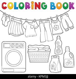 Coloring book laundry theme 2 Stock Photo