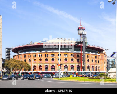 Barcelona, Spain - February 21, 2016: The old Bull fighting square of Las Arenas is now a shopping mall in Barcelona, Spain. Stock Photo