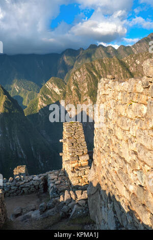 Guardhouse in Machu Picchu, Andes, Sacred Valley, Peru Stock Photo
