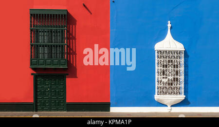 Traditional style windows Peru Stock Photo