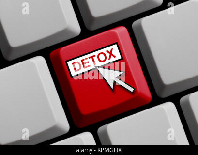 Farbige Taste einer Computer Tastatur mit Mauspfeil zeigt Detox