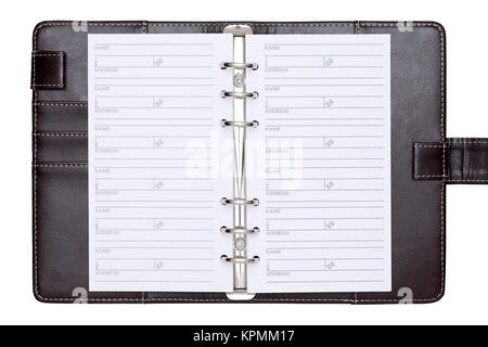 Brown leather office organizer isolated on white background Stock Photo