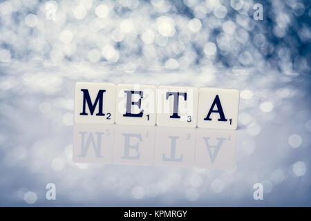 Written word of tiles with letters - meta Stock Photo