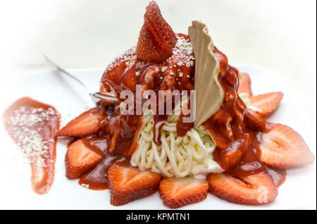 German ice cream made to look like a plate of spaghetti Stock Photo