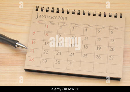 calendar planner or 2018 schedule arrangement on wood background Stock Photo
