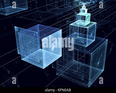 Abstract technology background cubes digitally generated image Stock Photo