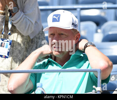 FLUSHING NY- AUGUST 28:  Boris Becker, Day Four of the 2014 US Open at the USTA Billie Jean King National Tennis Center on August 28, 2014 in the Flushing neighborhood of the Queens borough of New York City.   People:  Boris Becker Stock Photo