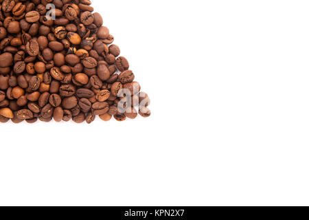 roasted coffee beans with space for advertising text isolated on white background Stock Photo