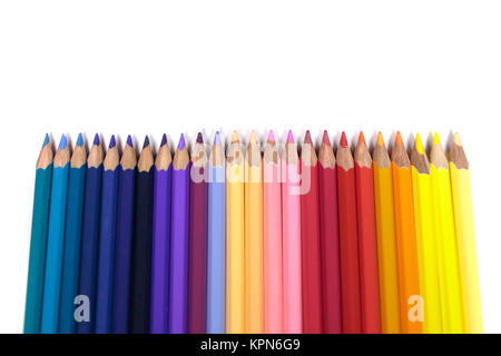 Color Pencils for Kids Facing Down in Straight Line on Pure Whit Stock  Image - Image of colors, brown: 106064457