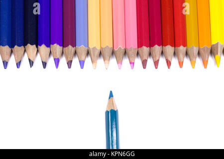 Straight Line Of Color Pencils For Kids Isolated On Pure White Background  Stock Photo - Download Image Now - iStock