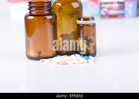 colorful pills and tablets. Stock Photo