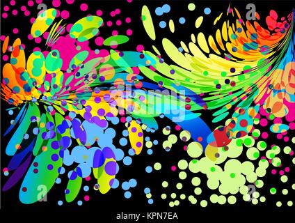 Splashing abstraction colorful cover on black background Stock Vector