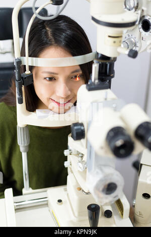 Woman having eye examination Stock Photo