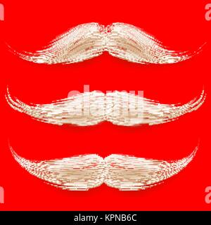 Santa s Mustache Vector. Christmas Realistic White Mustache. Different Types. Isolated Illustration Stock Vector