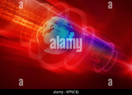 Abstract Digital World Background In Deep Space Stock Photo