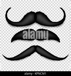 Mustache Isolated Vector. Black Vintage Moustache. Retro Collection Isolated On Transparent Background Illustration Stock Vector