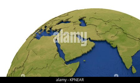 middle east region on globe political map Stock Photo - Alamy