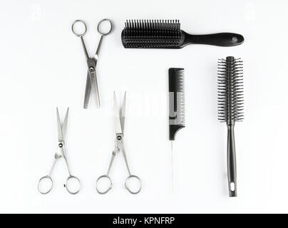 Collection of tools for hair stylist Stock Photo