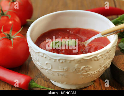 Freshly prepared sauce in bowl Stock Photo