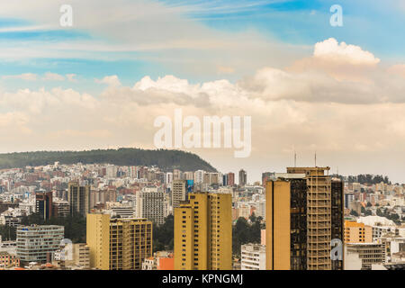 Cityscape Aerial View of Quito Ecuador Stock Photo