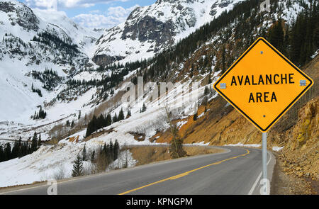 Avalanche and Sign Stock Photo