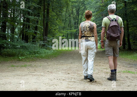 Senior couple hiking Stock Photo