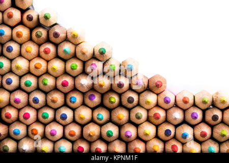 Macro shot of front facing color pencils pile Stock Photo