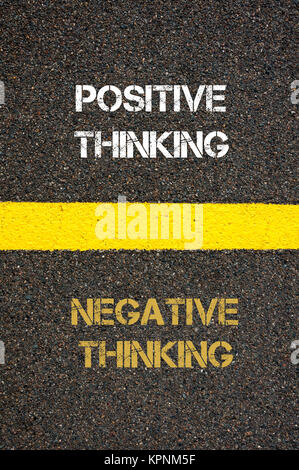Antonym concept of NEGATIVE THINKING versus POSITIVE THINKING Stock Photo