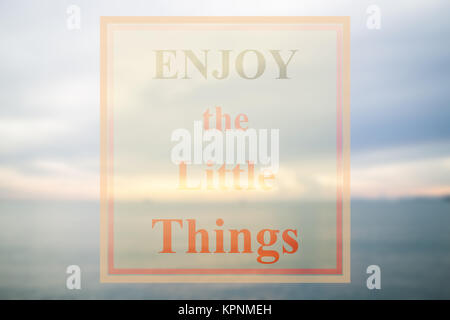 Inspirational quote of enjoy the little things Stock Photo