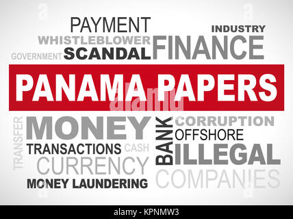 Panama papers scandal 2016 - word cloud illustration Stock Photo