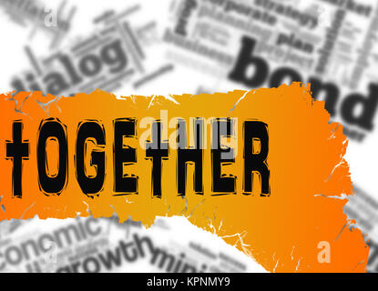 Word cloud with together word on yellow and red banner Stock Photo