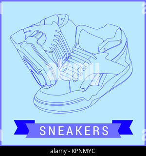 Vector line art sneakers illustration Stock Photo