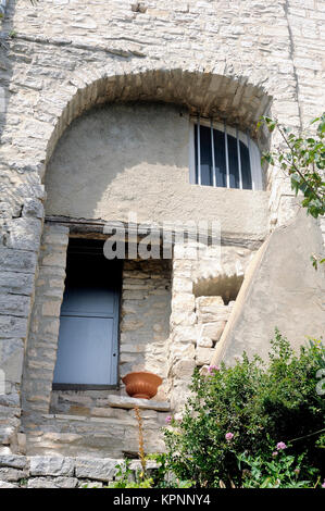 Facade of an old house in the village Stock Photo