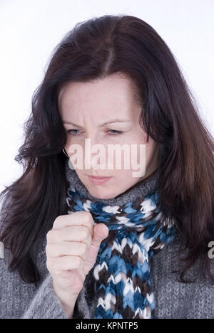 Model release , Junge Frau mit Husten - young woman with cold