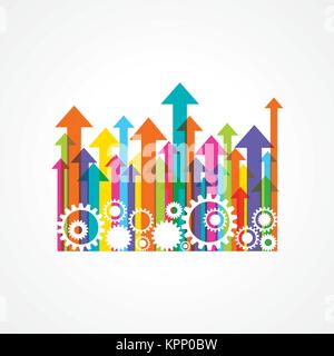gear or cog wheel with colorful arrows stock vector Stock Vector