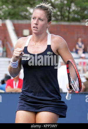 FLUSHING NY- AUGUST:  Pauline Parmentier, at the 2014 US Open at the USTA Billie Jean King National Tennis Center on August, 2014 in the Flushing neighborhood of the Queens borough of New York City   People:  Pauline Parmentier Stock Photo