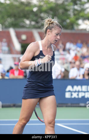 FLUSHING NY- AUGUST:  Pauline Parmentier, at the 2014 US Open at the USTA Billie Jean King National Tennis Center on August, 2014 in the Flushing neighborhood of the Queens borough of New York City   People:  Pauline Parmentier Stock Photo