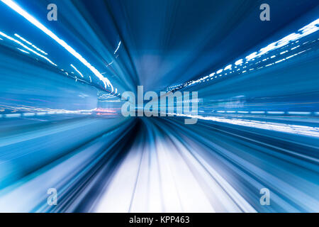 Speeding train through the tunnel Stock Photo