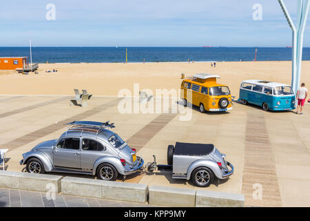 The Hague, the Netherlands - 21 May, 2017: VW classic beetle vehicle at Scheveningen beach car show Stock Photo