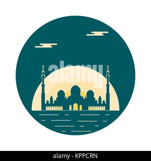 United Arab Emirates. Sheikh Zayed Mosque silhouette. Abu dhabi. Design for banner, poster or print. Stock Vector