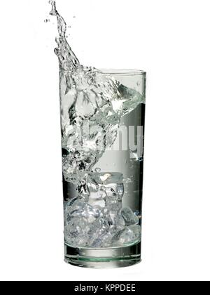 ice cube dropped into water with splash isolated on white Stock Photo ...
