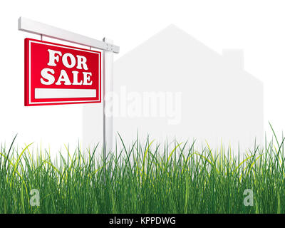 Real Estate Sign – For Sale. 2D artwork. Computer Design. Stock Photo