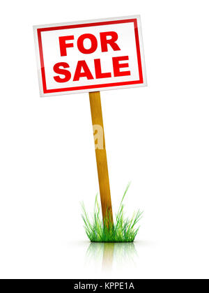 Real Estate Sign – For sale. 2D artwork. Computer Design. Stock Photo